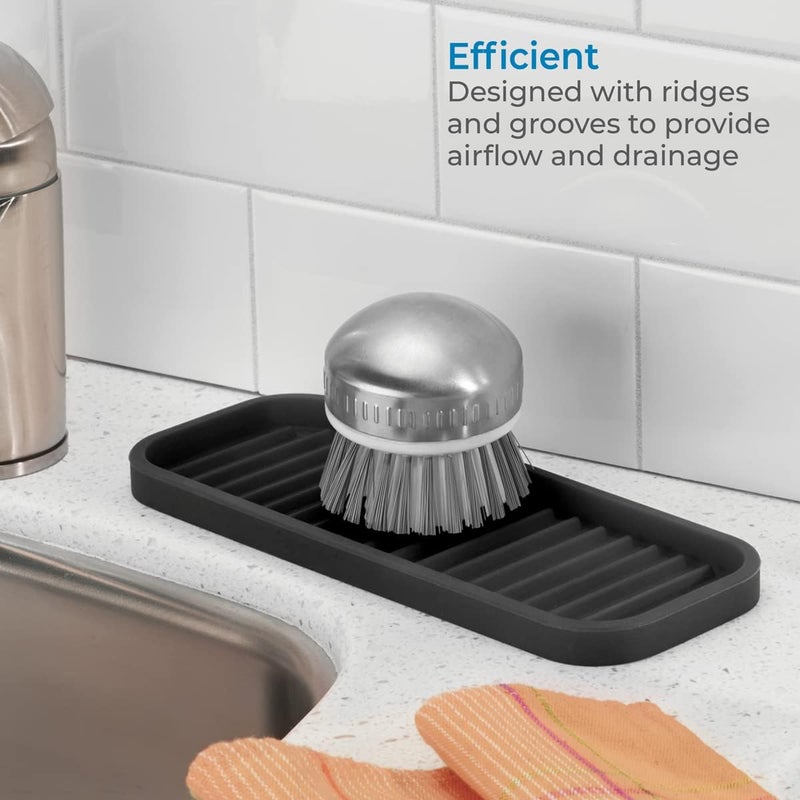 InterDesign iDesign Silicone Kitchen Sink Tray for Countertops - Black - Image 3
